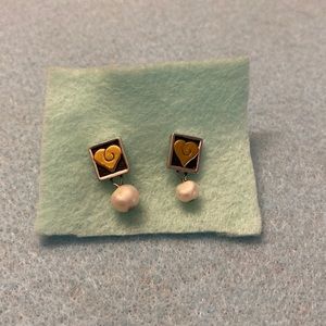 Brighton mixed metal Pearl drop earrings